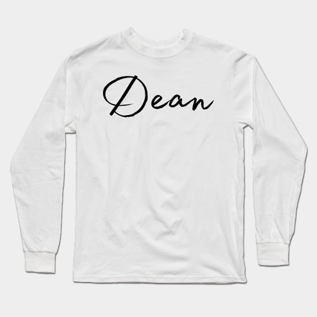 Dean Name Calligraphy Long Sleeve T-Shirt by Word Minimalism